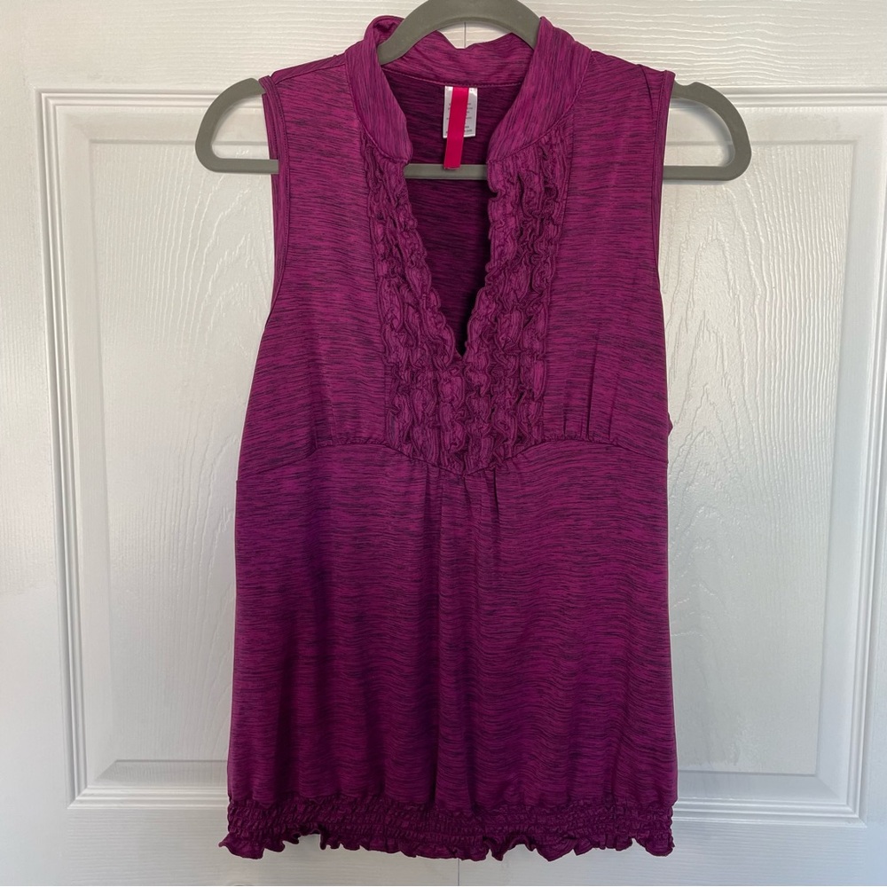 Heart Soul Stretch Blouse Size XL Ruffled Front Pullover
